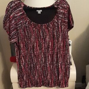 Women's Red and Black Patterned Top XL